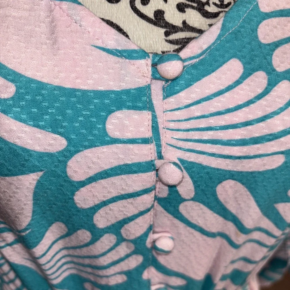Mary Square Butterfly Sleeve Maxi Dress In Lilac And Teal Sz Medium. Boho.‎
